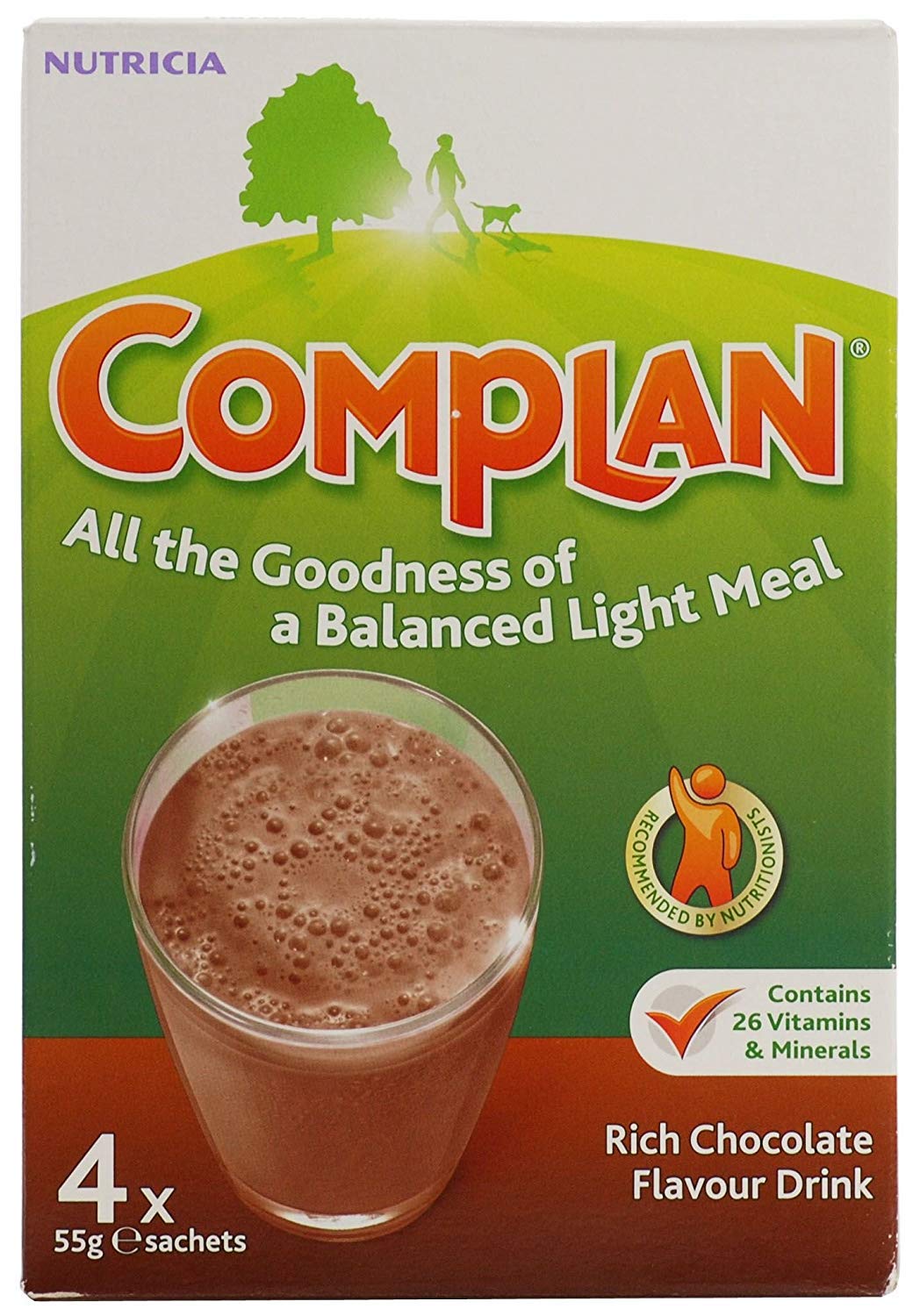 Complan Nutritious Vitamin Rich Drink Chocolate Flavour 4 x 55g Sachets
