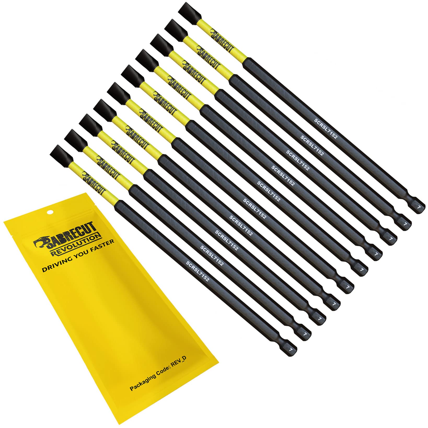10 x SabreCut SCRSL7152_10 152mm SL7 Slotted Magnetic Impact Screwdriver Driver Bits Set Single Ended Heavy Duty