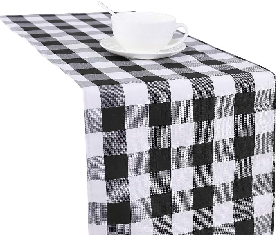 Best blue and white checked table runner