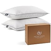 Pacific Coast Feather and Down Bed Pillows Standard Size Set of 2, Goose Feather and Down Hotel Pillow for Sleeping, Downproof, 3-Chamber, Medium Supportive, 100% Cotton Shell