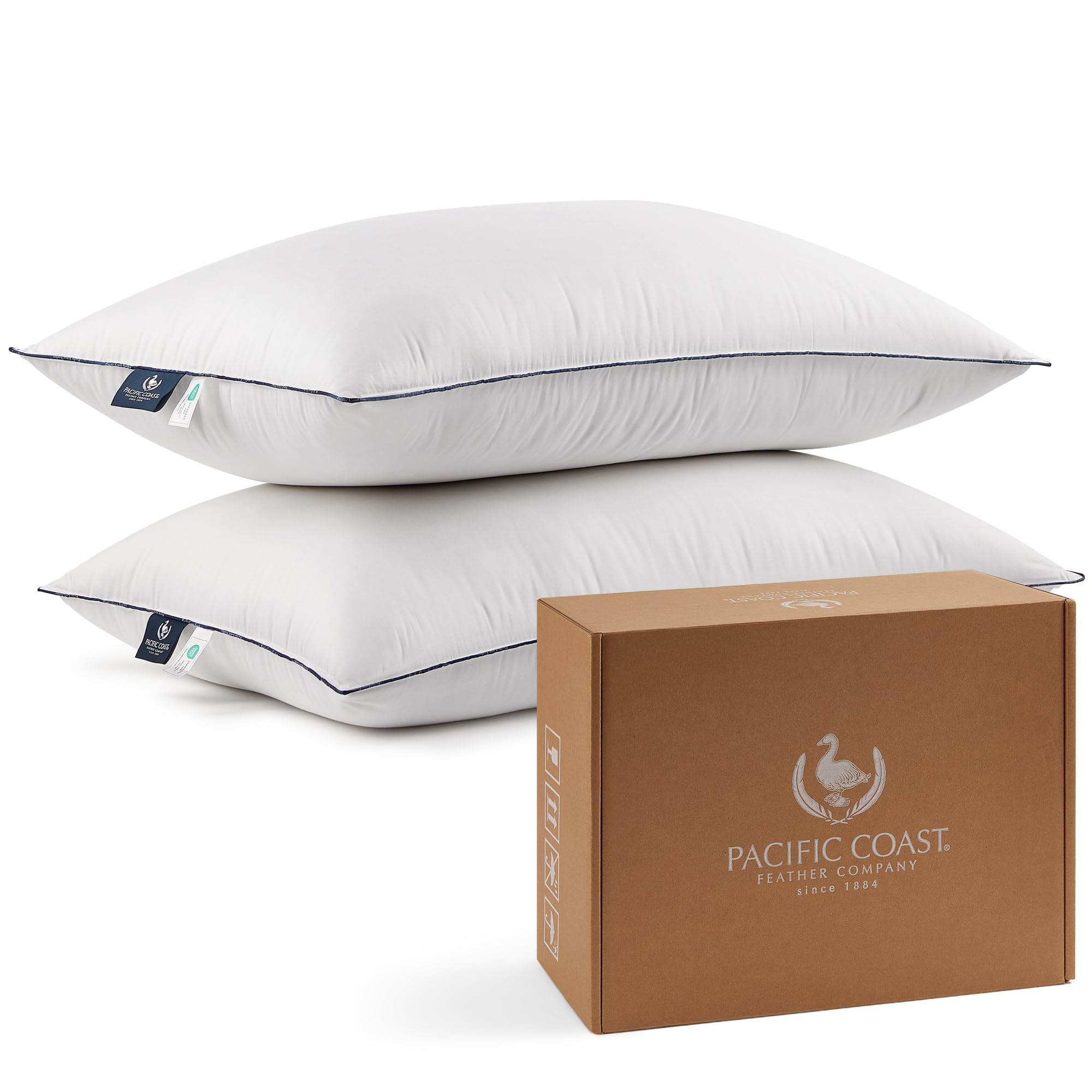 Photo 1 of Pacific Coast Pillows Queen Size Set of 2, Goose Feather and Down Pillow for Sleeping, 3-Chamber Hotel Pillow for Side Sleepers and Back Sleepers