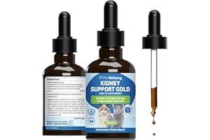 Pet Wellbeing Kidney Support Gold for Cats - Supports Normal Kidney Function & Detox, Healthy Hydration & Energy with Rehmannia & Dong Quai - NASC Certified & Vet-Formulated - 2 oz Liquid Formula