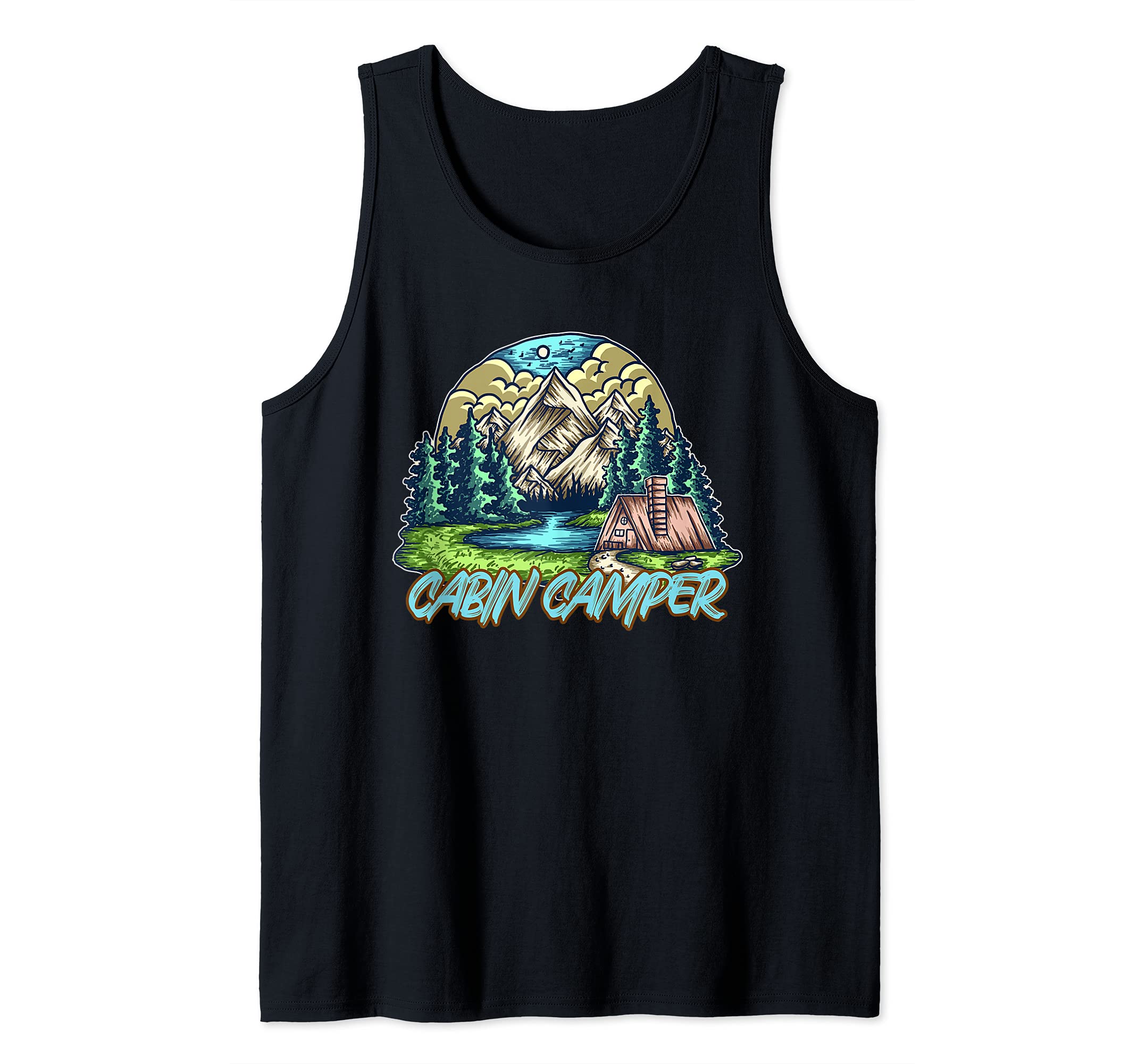 Cabin Camper Hiking Fishing Tent Camping Nature Lover Tank Top