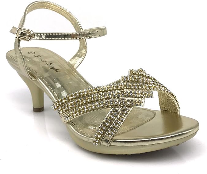 Amazon.com | PROMI01 Women's Classic Elegant Low Mid Heels Criss Cross X Strap Rhinestone 