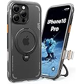TORRAS Ostand Q3 Air for iPhone 16 Pro Case 6.3'' with Real Airbags, Fit for MagSafe, 360 Magnetic Stand, Camera Control Button, Mil-Grade Protection, Shockproof & Stylish Case for iPhone 16 Pro,Black