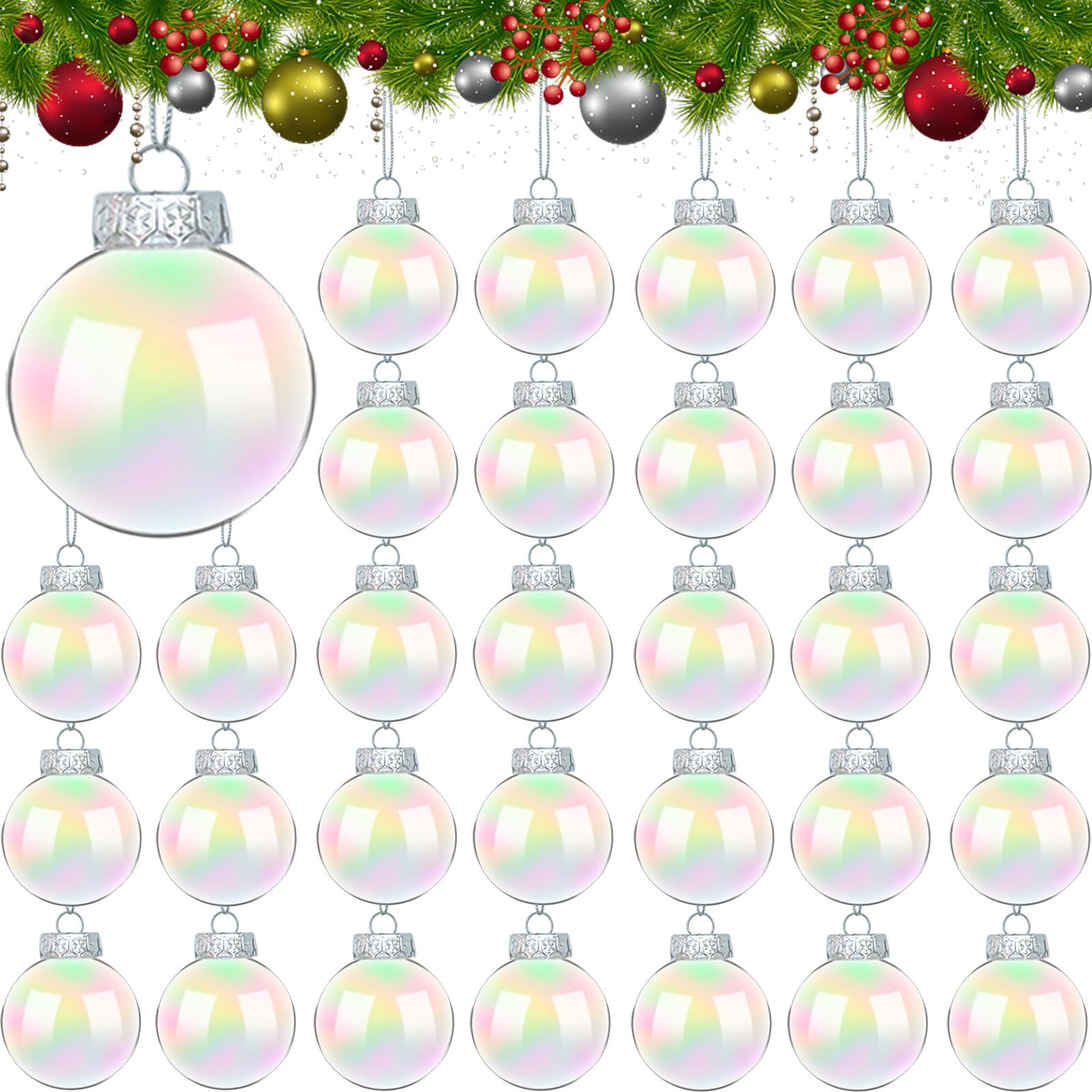 Photo 1 of 30 PCS Clear Plastic Fillable Ornaments,2.36 inch Christmas Transparent Fillable Balls,Plastic Christmas Balls for Christmas Tree Decorations,DIY Crafts,Party Home Holiday Decor