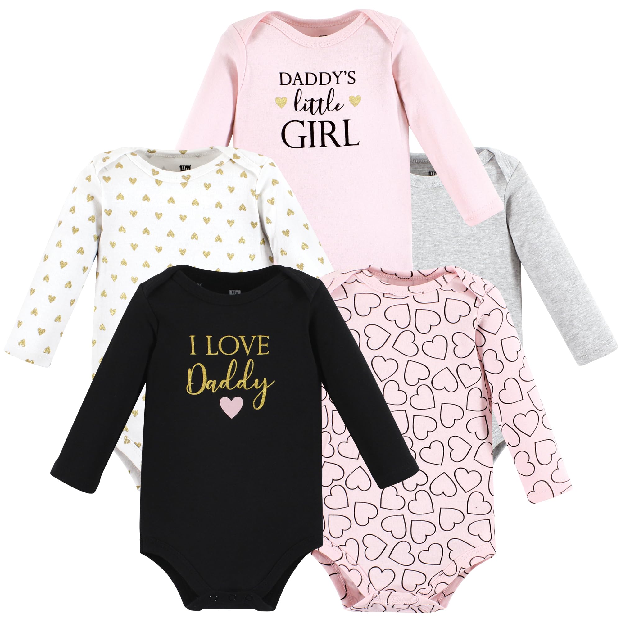 Hudson Baby Unisex Baby Cotton Long-Sleeve Bodysuits, Girl Daddy, 0-3 Months