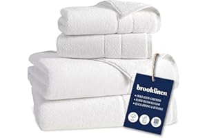 Brooklinen Super-Plush Turkish Cotton Bath Towel Set - 2 Bath Towels + 2 Hand Towels Cotton, 820 GSM, Highly Absorbent, Machine Washable, Perfect for Home & Bathroom (White)