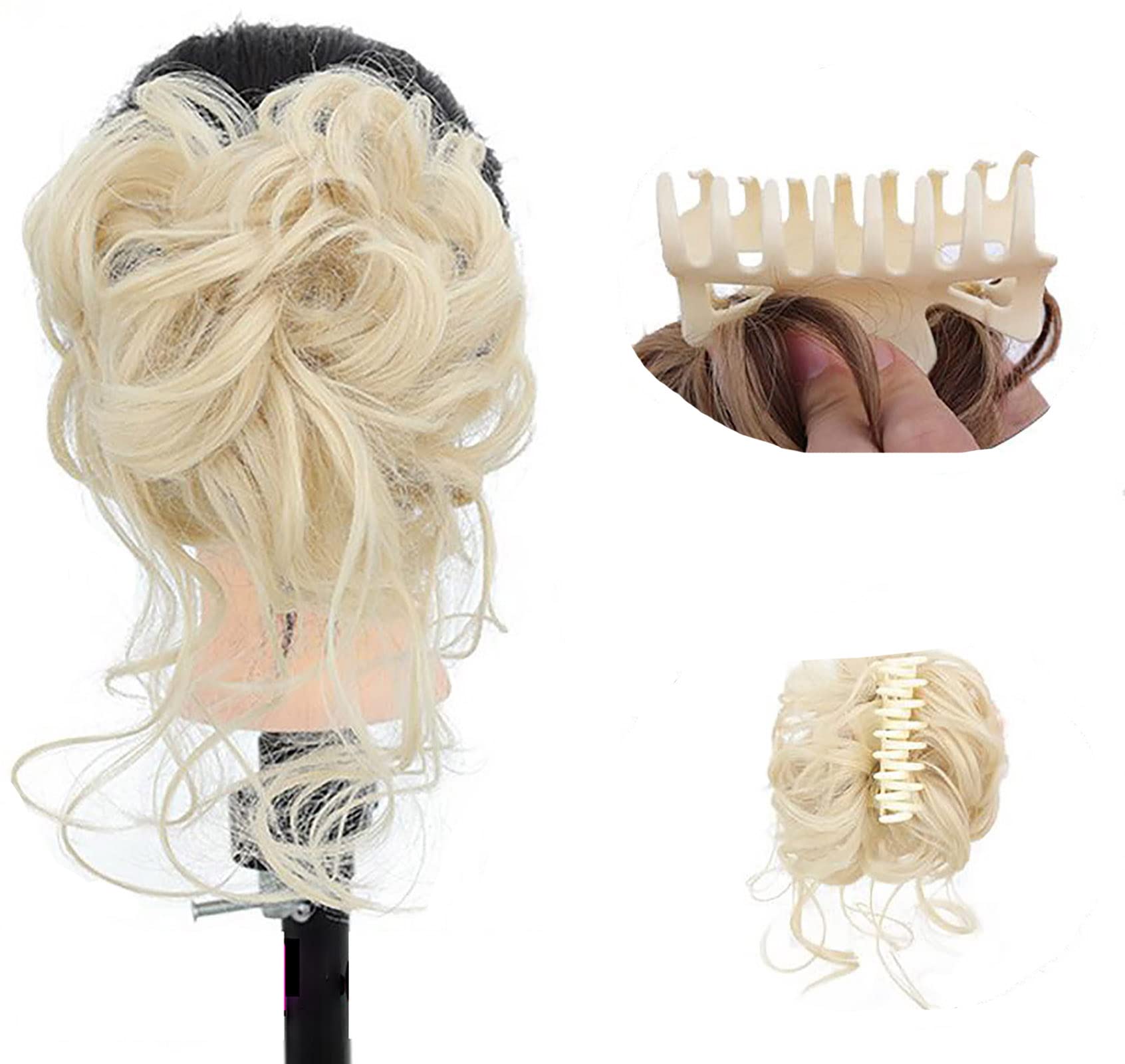 Faringoto Hair Bun Extensions Curly Messy Hair Piece for Women Hair Ponytail