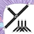 Bed Sheet Fasteners Set Of 4 - Elastic Triangle Straps To Hold Fitted Sheets In Place