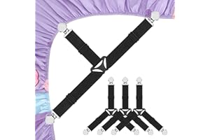 MELOSTU Nanateer Bed Sheet Fasteners, Triangle Sheet Straps Mattress Clips, 3 Way Fitted Bed Corner Holder Sheet Suspenders Grippers for Bedding Sheets, Mattress Covers, Sofa Cushion (4PCS)