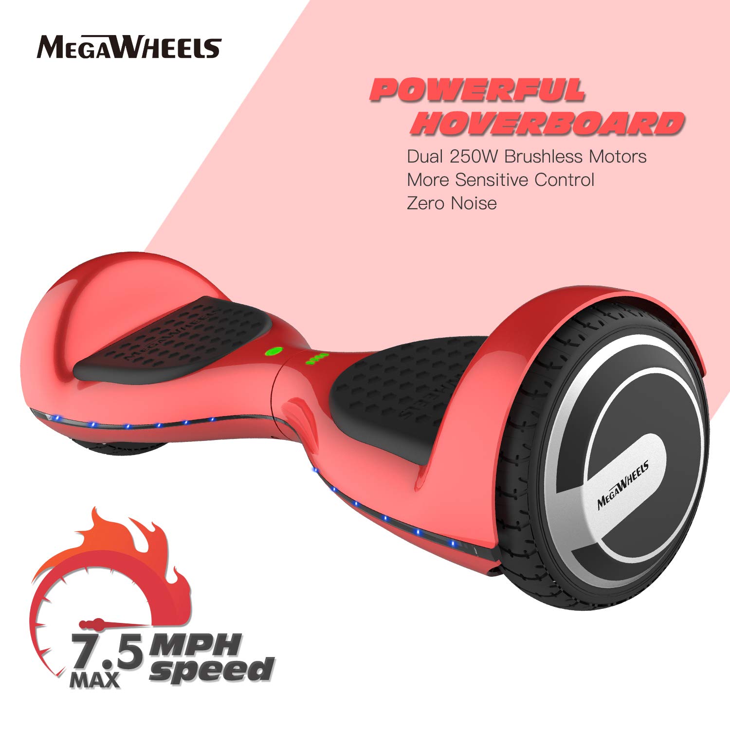 MEGAWHEELS Smart Hoverboard - UL Certified Safety Battery, Build-in Bluetooth Speaker & Led Lights Self-Balancing Hover Board