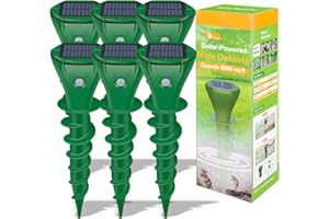 JNKNT Mole Repellent Solar Powered Ultrasonic,6 Pack Gopher Repellent Outdoor for Lawn Garden Yard,Waterproof Mole Killer Traps,Sonic Spikes Get Rid of All Pests Gopher Vole Groundhog Chipmunk Snake-Green