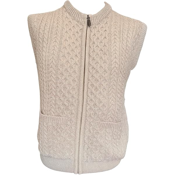 Original Aran Company Men's Lightweight Cardigan Vest, Sleeveless