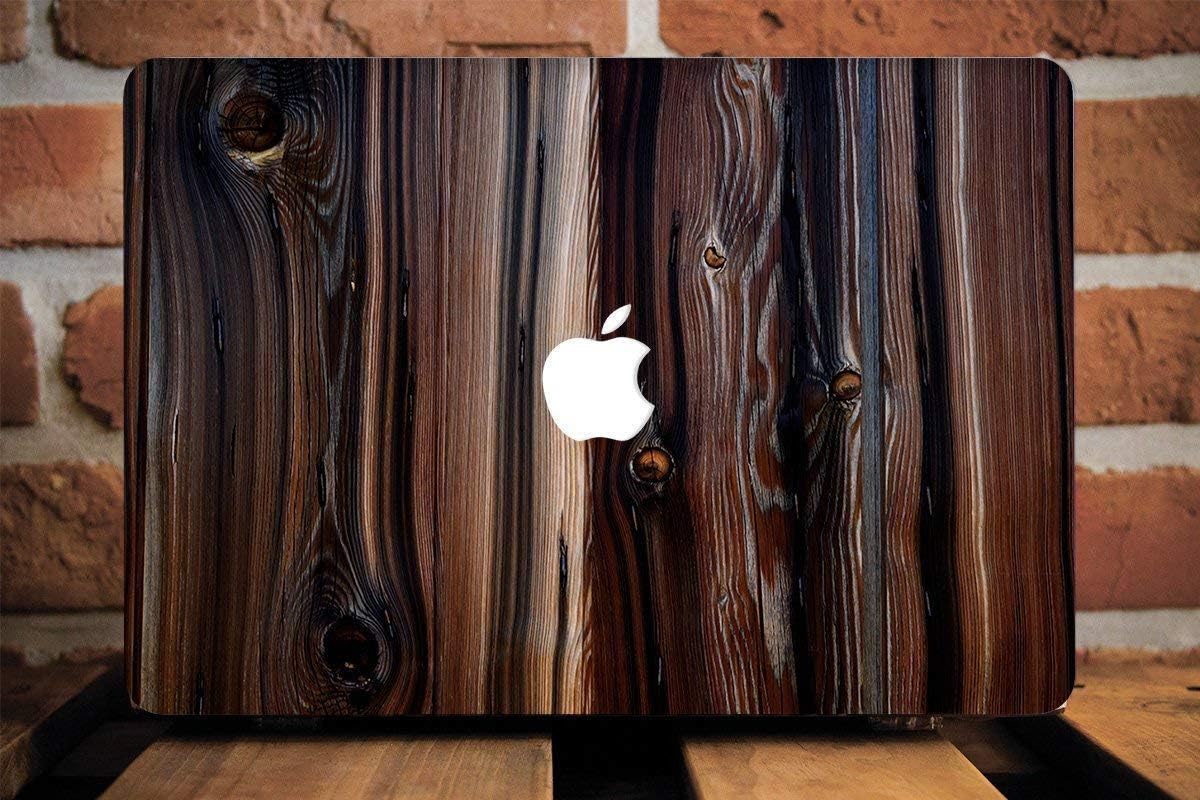 Dark Rustic Wood Grain Laptop Case For Macbook Air 13 2020 Apple Pro 15 2018-2019 Hard Cover Macbook Pro 13 2020 Macbook Pro 16 2019 Clear Protective Handmade Custom Design AW2218
