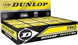 Dunlop Squash Balls Pro Double Yellow 12 Balls Official Tournament Ball