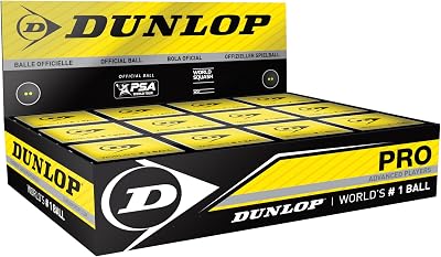 Dunlop Squash Balls Pro Double Yellow 12 Balls Official Tournament Ball
