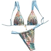 QJQ Women's 2 Piece Cheeky Bikini Sets Leopard Print Tie Back Bathing Suit Sexy Triangle Swimsuit