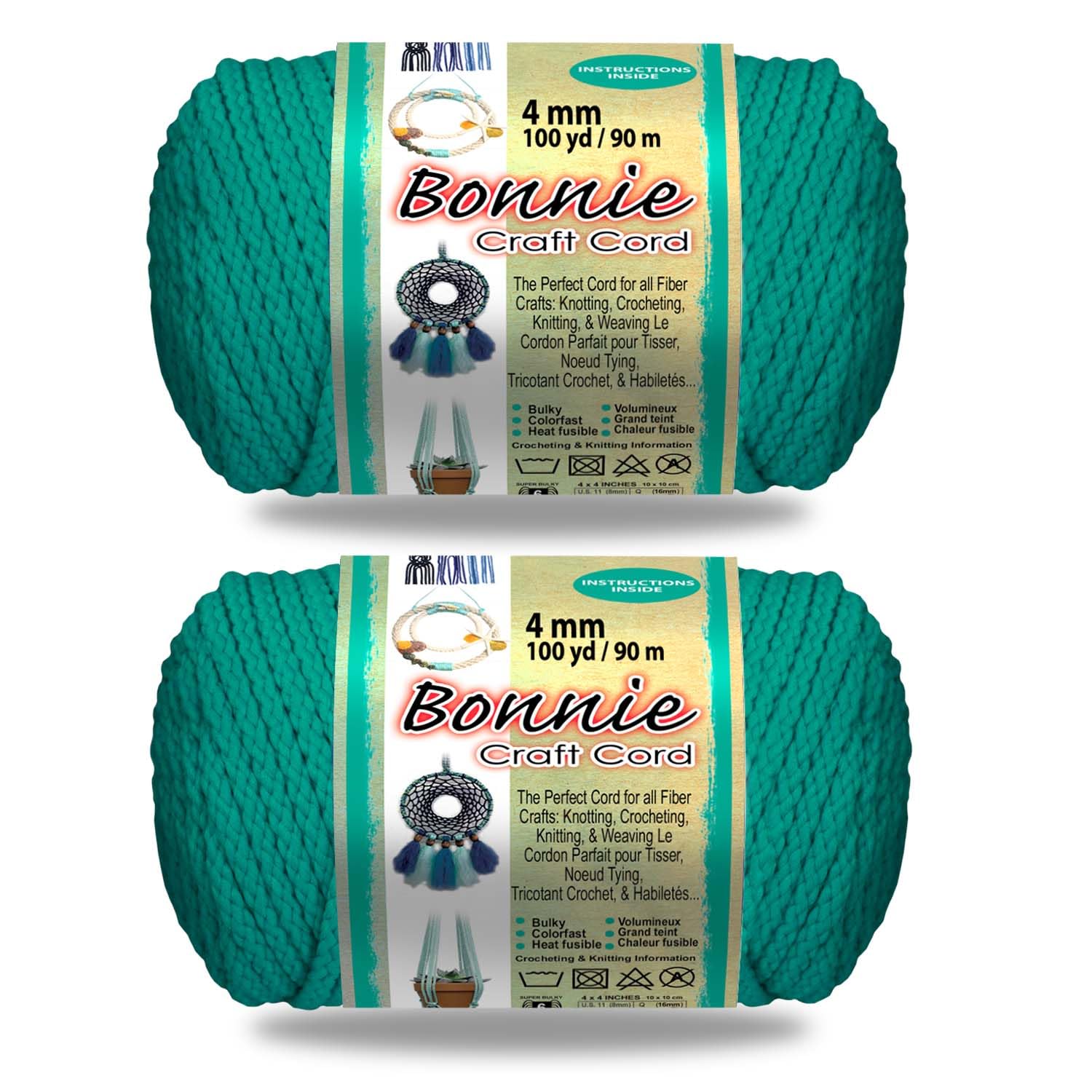Craft County 2 Pack Bonnie Macramé Cord - 4mm - 100 Yard Lengths
