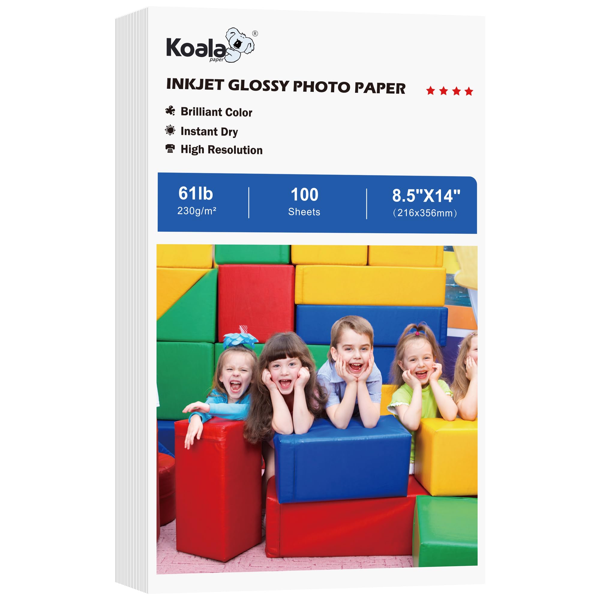 Photo 1 of Koala Heavyweight Photo Paper High Glossy 8.5x14 Inches Legal Size for Inkjet Printing 100 Sheets 61LB