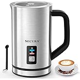 Secura Milk Frother, Electric Milk Steamer Stainless Steel, 8.4oz/250ml Automatic Hot and Cold Foam Maker and Milk Warmer for