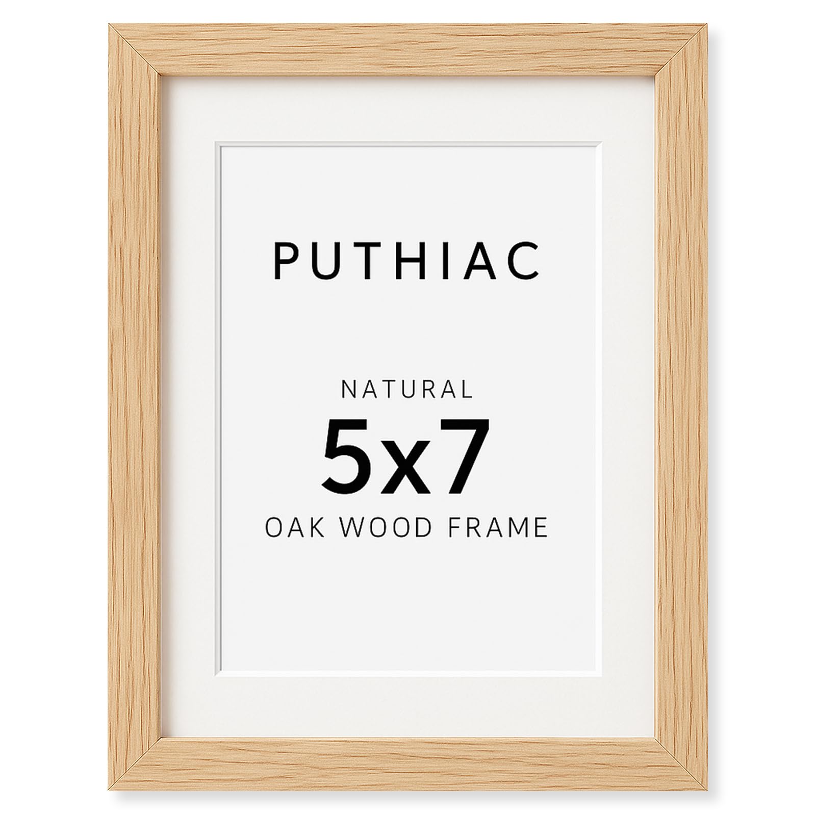 Photo 1 of 5x7 Oak Wood Picture Frame - Minimalist 5x7 Picture Frame, 5"x7" Frame Wood, Natural Solid Wooden Picture Frames for Wall Art Photo and Prints(1 Pack, Beige)