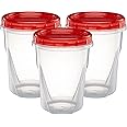 Elegant Disposables (32 Ounce 10 Pack) Twist cap Containers Clear Bottom With Red Top Screw on Lids Twist Top Food Storage Freezer Containers