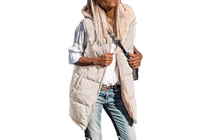 PRETTYGARDEN Womens 2025 Fall Reversible Long Vests Sleeveless Fleece Jacket Zip Up Hoodie Pockets Warm Coat Winter Clothing