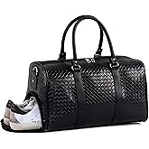 27L Small Travel Duffle Bag Weekender Bags for Women and Men with Shoe Compartment Foldable Waterproof Toiletry Bag Hospital Bags for Labor and Delivery Gym Bag (Black with shoes)