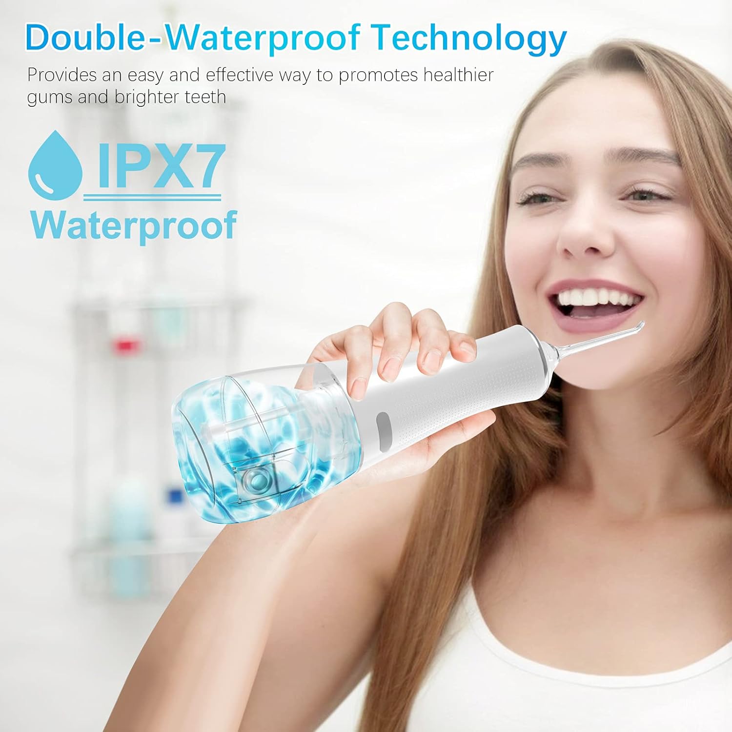 SOOSISI Water Flosser Cordless Teeth Cleaner Dental Oral Irrigator Power Dental Flossers IPX6 Waterproof Teeth Cleaner with 5 Interchangeable Jet Tips Detachable Water Tank for Home Travel: Health & Personal Care