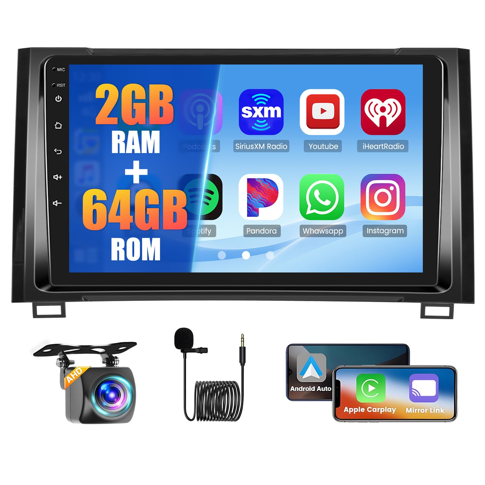 Photo 1 of Inefala 2+64G Stereo for Toyota Tundra 2014-2017 CarPlay Car Stereo Android 9" Touchscreen Compatible with Android Auto Backup Camera GPS FM RDS EQ 28UI