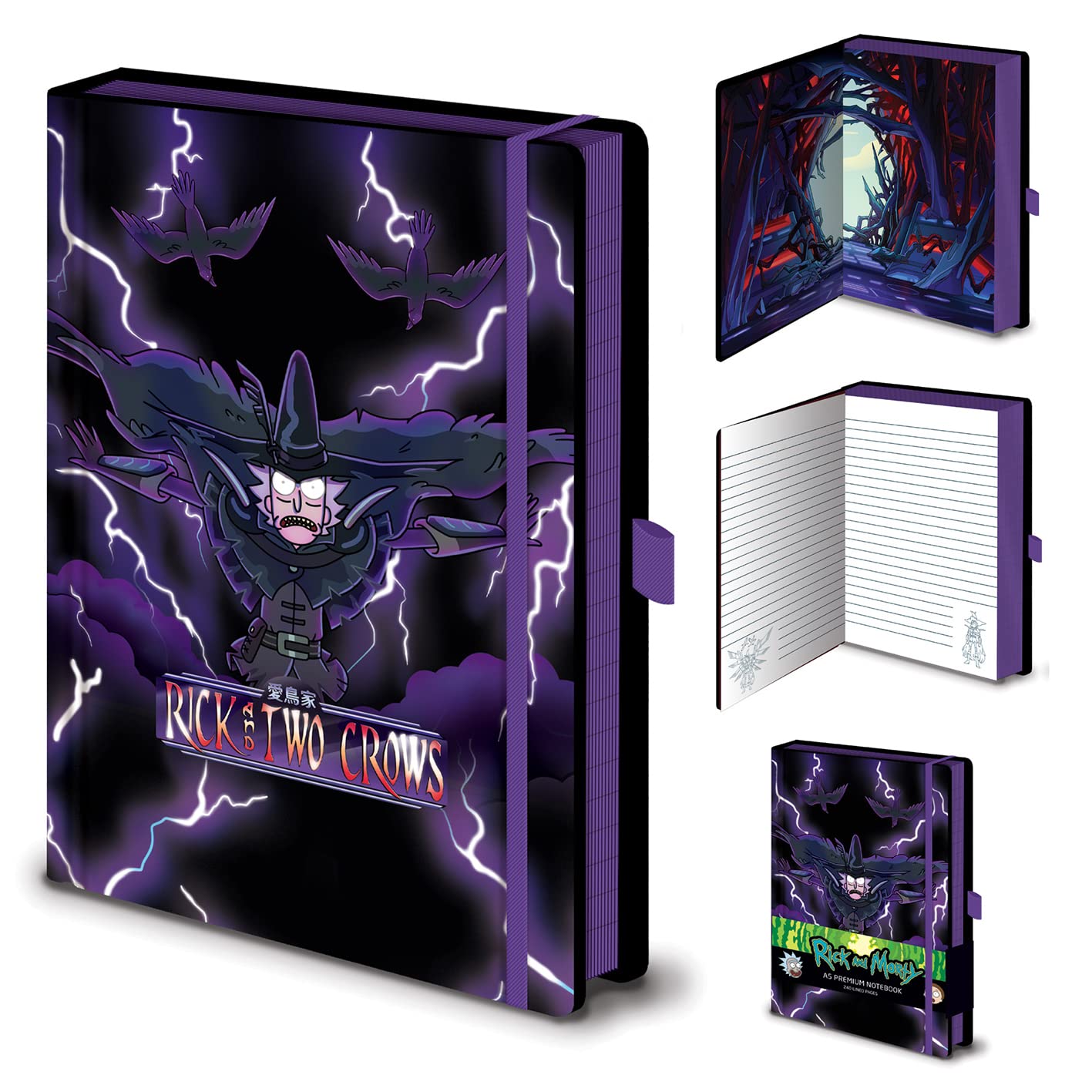 Pyramid International Rick And Morty Hardback Wiro Notebook, A5 Lined Pages (2 Crows Design) - Official Merchandise