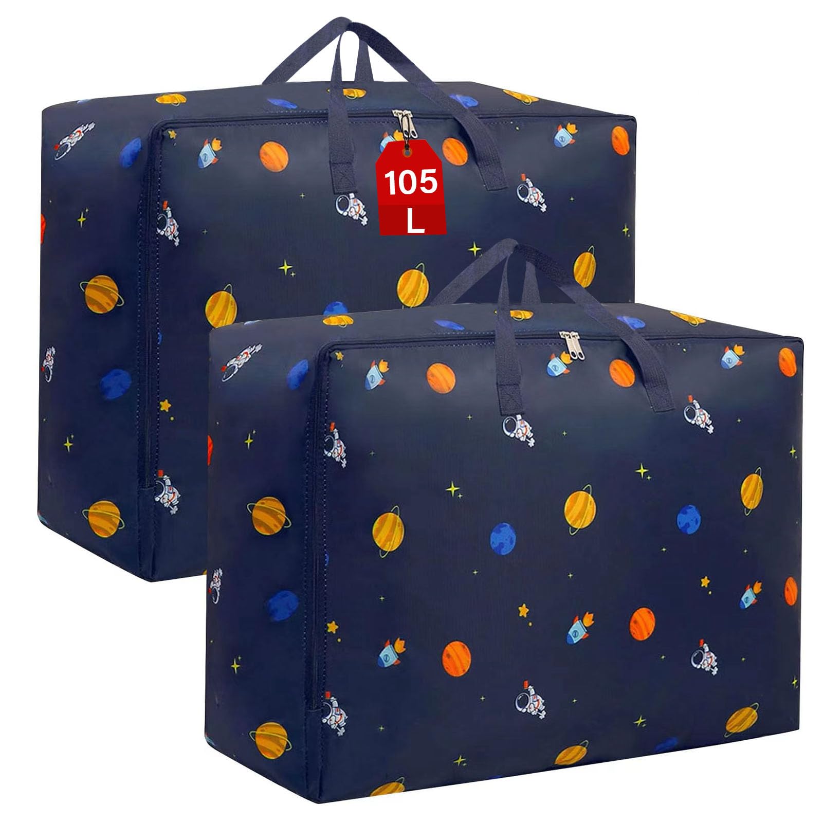 SEPSCO Duvet Storage Bag 105L, 2Pcs Underbed Clothes Storage Bags with Zips King Size Oxford Cloth Moving Laundry Bags for Quilt Blankets Bedding Pillows Moisture Breathable Proof No-Smell (Blue)