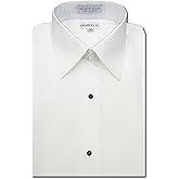 OmegaTux Men's Microfiber Tuxedo Dress Shirt Laydown Collar, Non Pleat