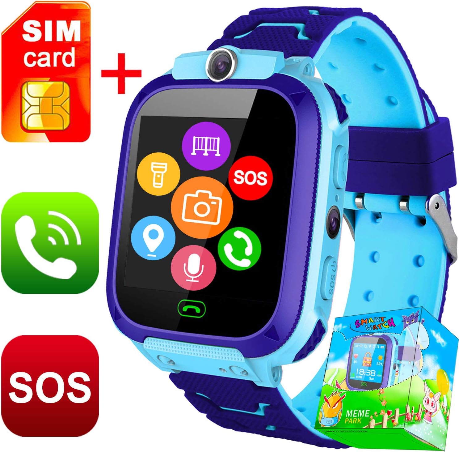 Smart Watches for Kids [New Version] GPS Activity Tracker with SIM Card Digital Phone Two-Way Call SOS Games Camera Time Teacher Wristwatch for Age 3-12 Girls Boys Travel Christmas Birthday Gifts
