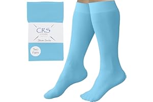 CRS Cross Figure Skating Socks. 2 Pair of Knee High Tights for Ice Skates and Dance. Footed Skate Socks available Fun Colors.