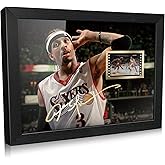 ORIMAMI Signed Basketball Player Allen Ezail Iverson Poster Framed Photo Gift 8x6 Inches with 1x35mm Film Mini Cell Display,Gifts for Allen Ezail Iverson Fans