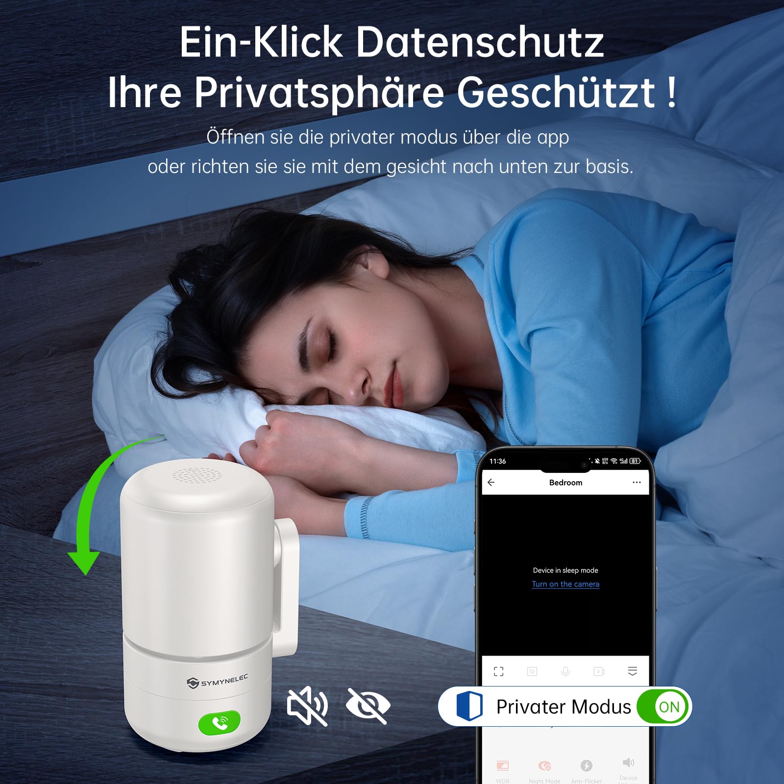 SYMYNELEC 2K Überwachungskamera Innen 360°, 5GHz/2,4GHz WLAN Überwachung mit KI Bewegungserkennung IR Nachtsicht, 4MP IP Security Kamera Indoor für Haustier, Hunde, Babyphone Kompatibel mit Alexa 7