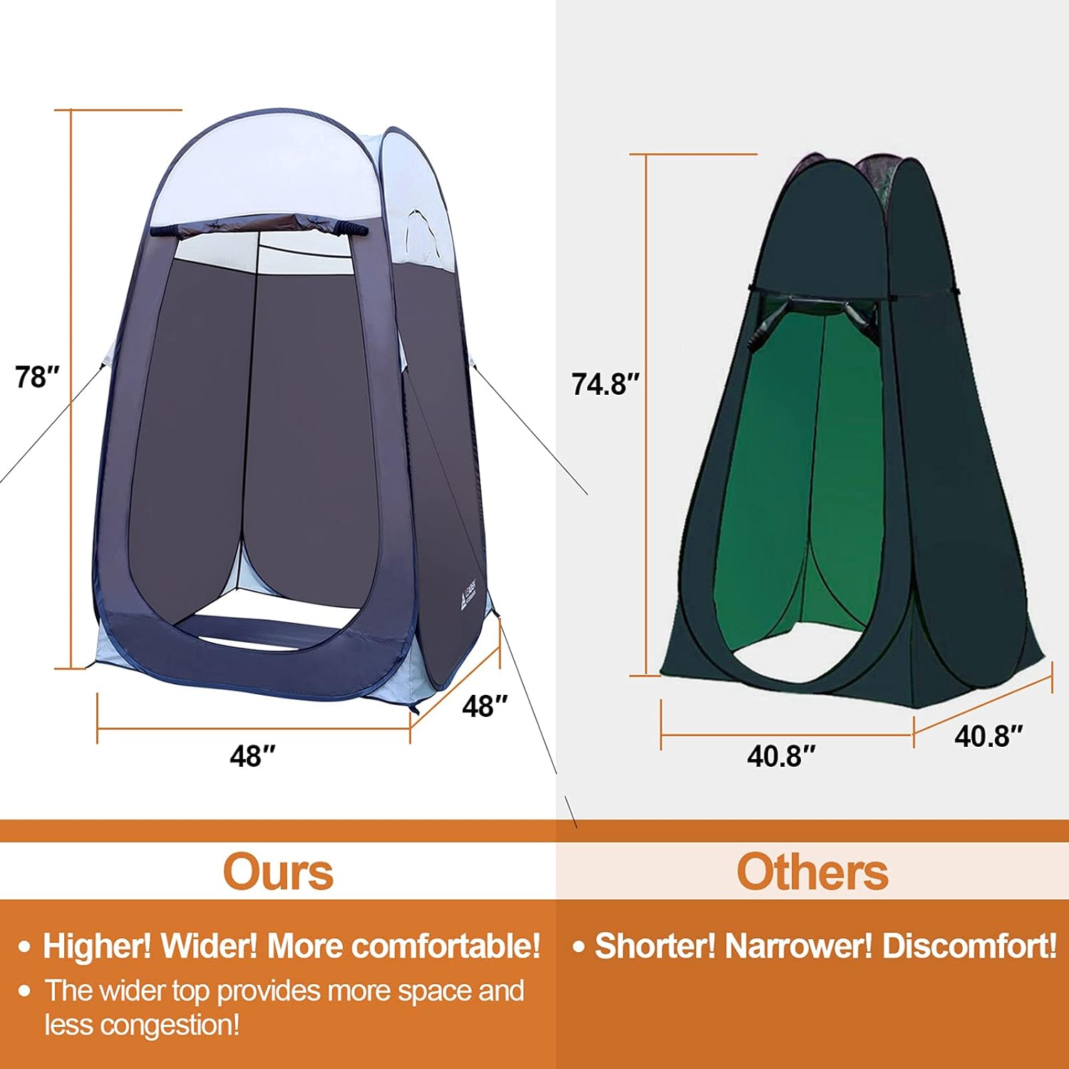 Leader Accessories Pop Up Shower Tent Dressing Changing Tent Pod Toilet Tent 4' x 4' x 78"(H) Big Size (1Grey): Sports & Outdoors