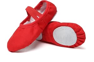 Danzcue Ballet Shoes for Girls-Soft Canvas/PU Leather Dance Slippers with Non-Slip Soles, Ideal Ballet Flats for Toddlers and
