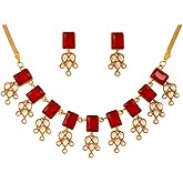 Touchstone Indian Bollywood Traditional Craftsmanship Mughal Designer Jewelry Wedding Necklace Set in Antique Gold Or White Tone for Women.