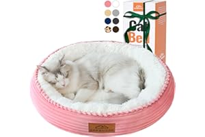 Zerbuger 20in Washable Cat Beds for Indoor Cats - Round Donut Pet Bed for Cats, Small Dogs, Puppy, Kitten - Anti-Slip Bottom, Calming Bed Gift - Pink