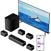 ULTIMEA 7.1ch Sound bar with Wireless Subwoofer, Virtual Surround Sound System for Smart TV, 4 Wired Surround Speakers, 410W Peak Power, App Control, Home Theater Sound System Poseidon D70, 2025 Model