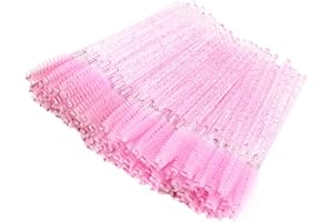 BTYMS 100 Pieces Disposable Lash Wands Eyelash Brushes with Crystal Handle Eyebrow Brushes Spoolies for Eyelash Extensions - 