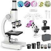 2000X Microscope for Kids Adults Beginner: Compound Monocular Microscope | Science Discovery Biology Microscopio Kits for Lab Home School with Slides, Phone Holder, Metal Frame Edu Gift For Kids 8-12