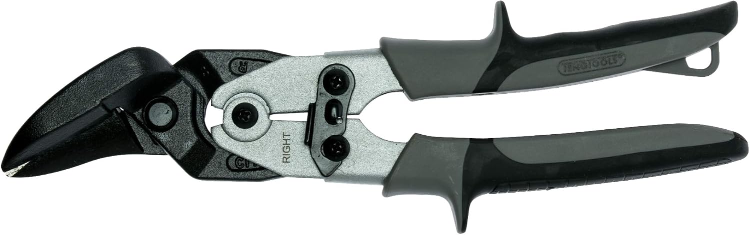 Teng Tools Tin Snips Rh, Silver, Offset/Right
