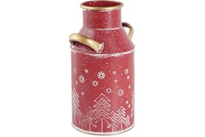 Putuo Decor Metal Flower Vase, 10" H Rustic Shabby Chic Galvanized Milk Can, Vintage Farmhouse Christmas Decorations Vases with Handle for Home Decor | Flowers Arrangements
