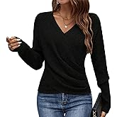 HVT Womens 2026 V Neck Sweater Criss Cross Pullover Long Sleeve Knit Casual Fall Tops