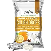 HERBION Naturals Sugar-Free Honey Lemon Cough Drops, Natural Honey Lemon Flavor, 25 Count