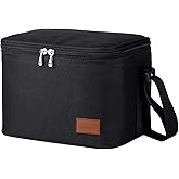 Aosbos Insulated Lunch Box for Men Women Leakproof Cooler Bag Reusable Lunch Tote Bag Adult Lunch Pail Thermal Lunch Boxes Bento Lunch Box Bag 7.5L Black